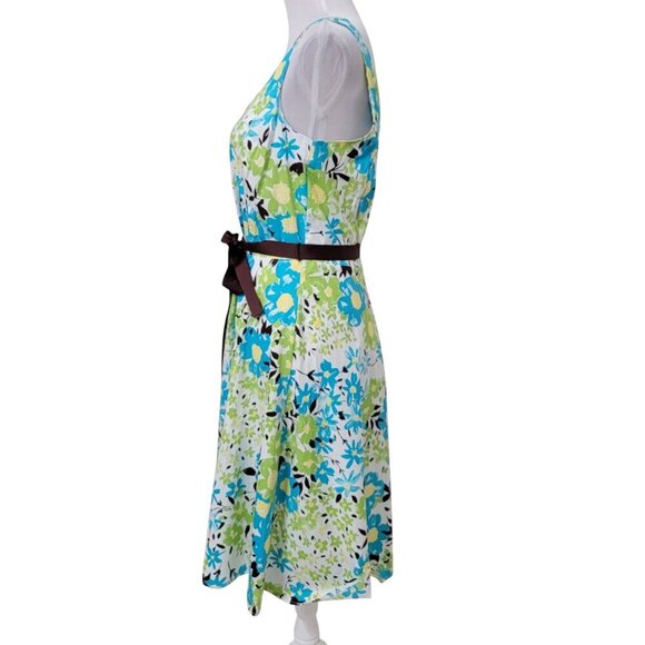 Sweet Size 8 Pistachio Green, Bright Blue and White Sleeveless Sheath Dress - Picture 5 of 11